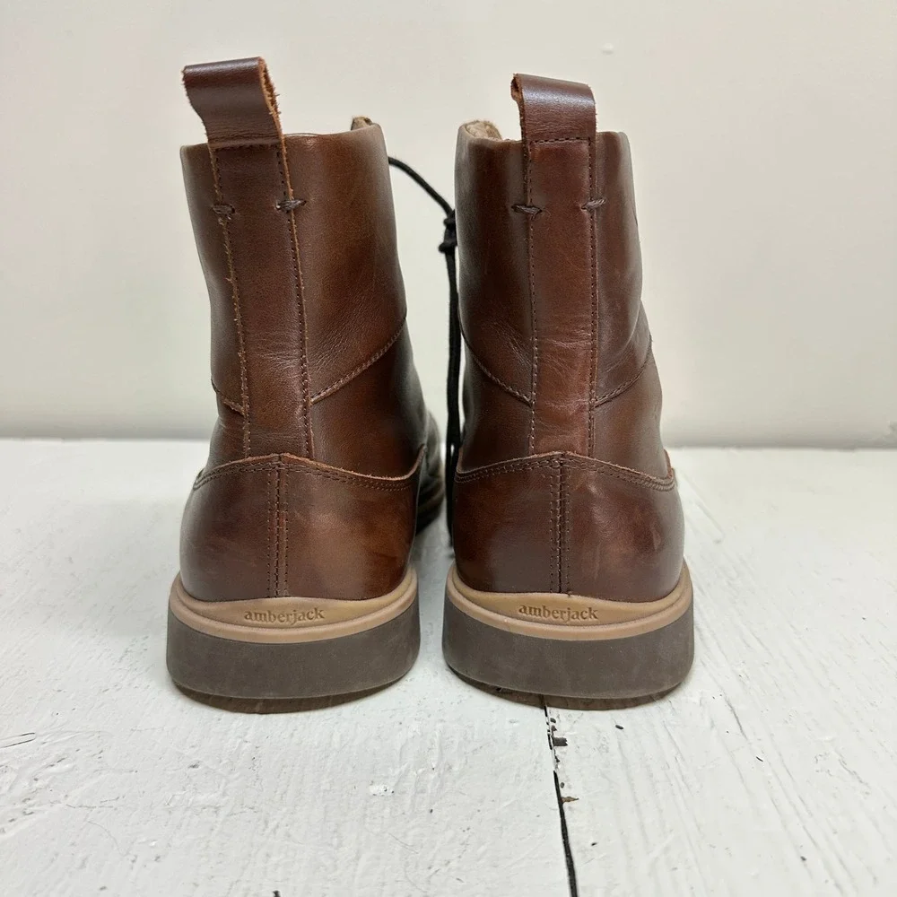 Amberjack Men's The‎ Boot Chestnut Brown Leather Lace Up Ankle Boots Size 11 M